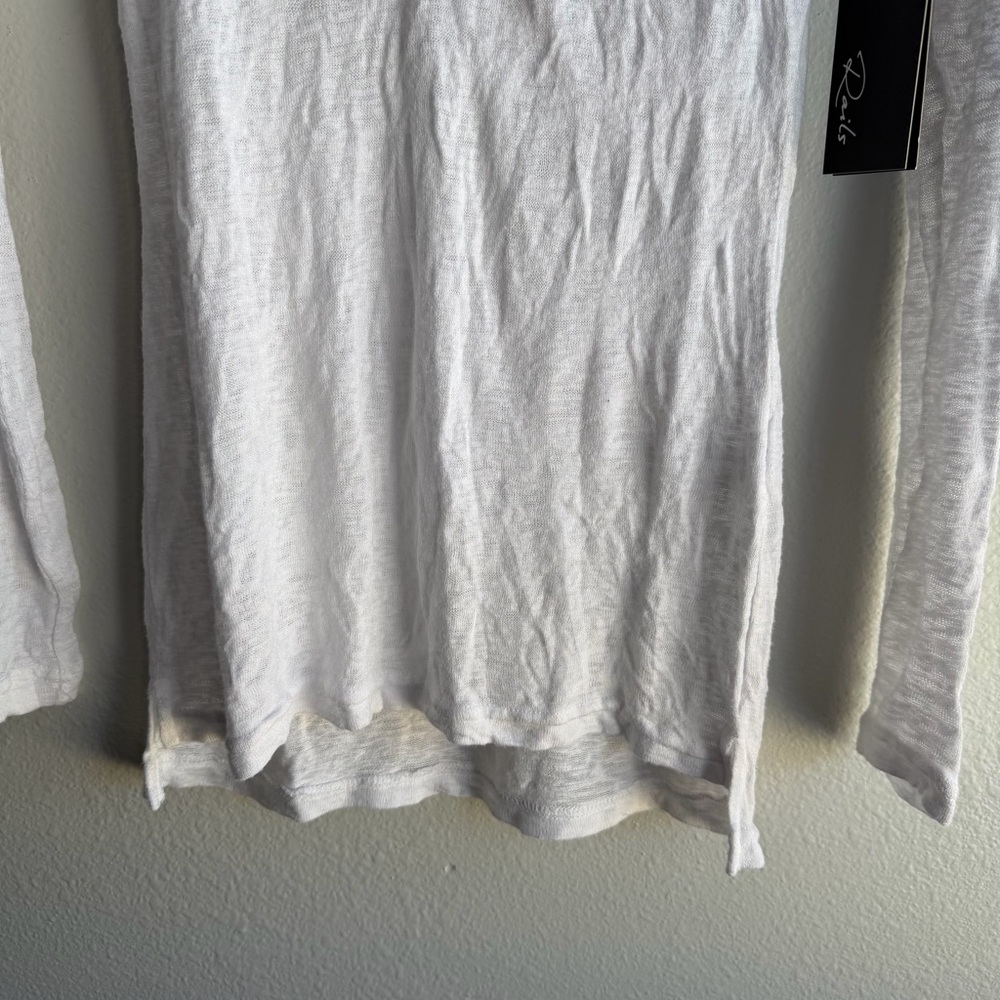 New Rails White Long Sleeve Henley Top V-Neck Made In USA Shirt Lightweight D - Picture 3 of 13